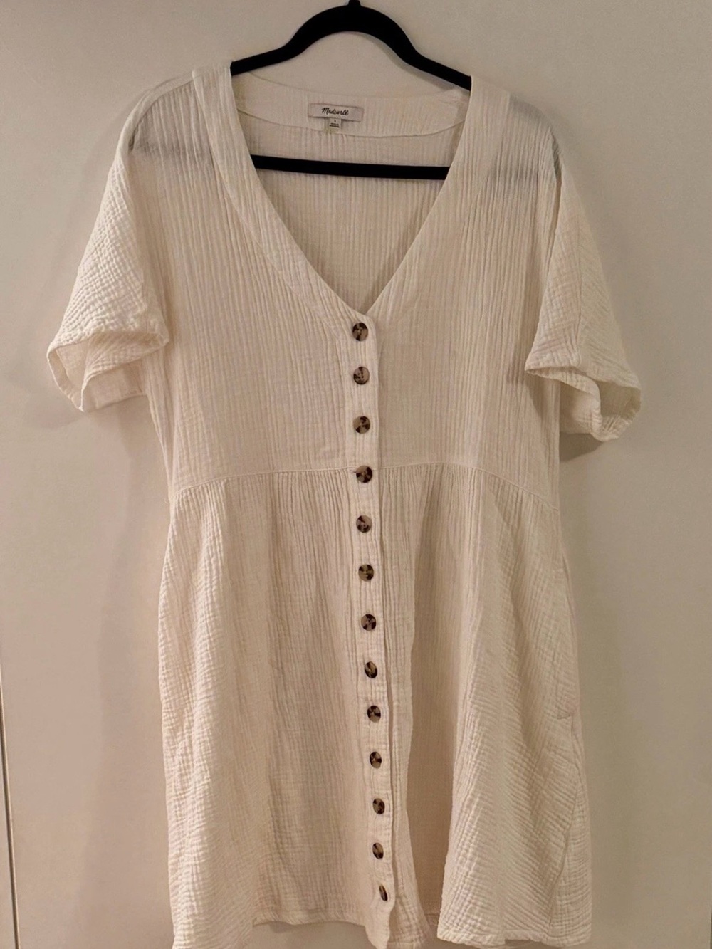 Madewell Lightspun Button Front Mini Dress